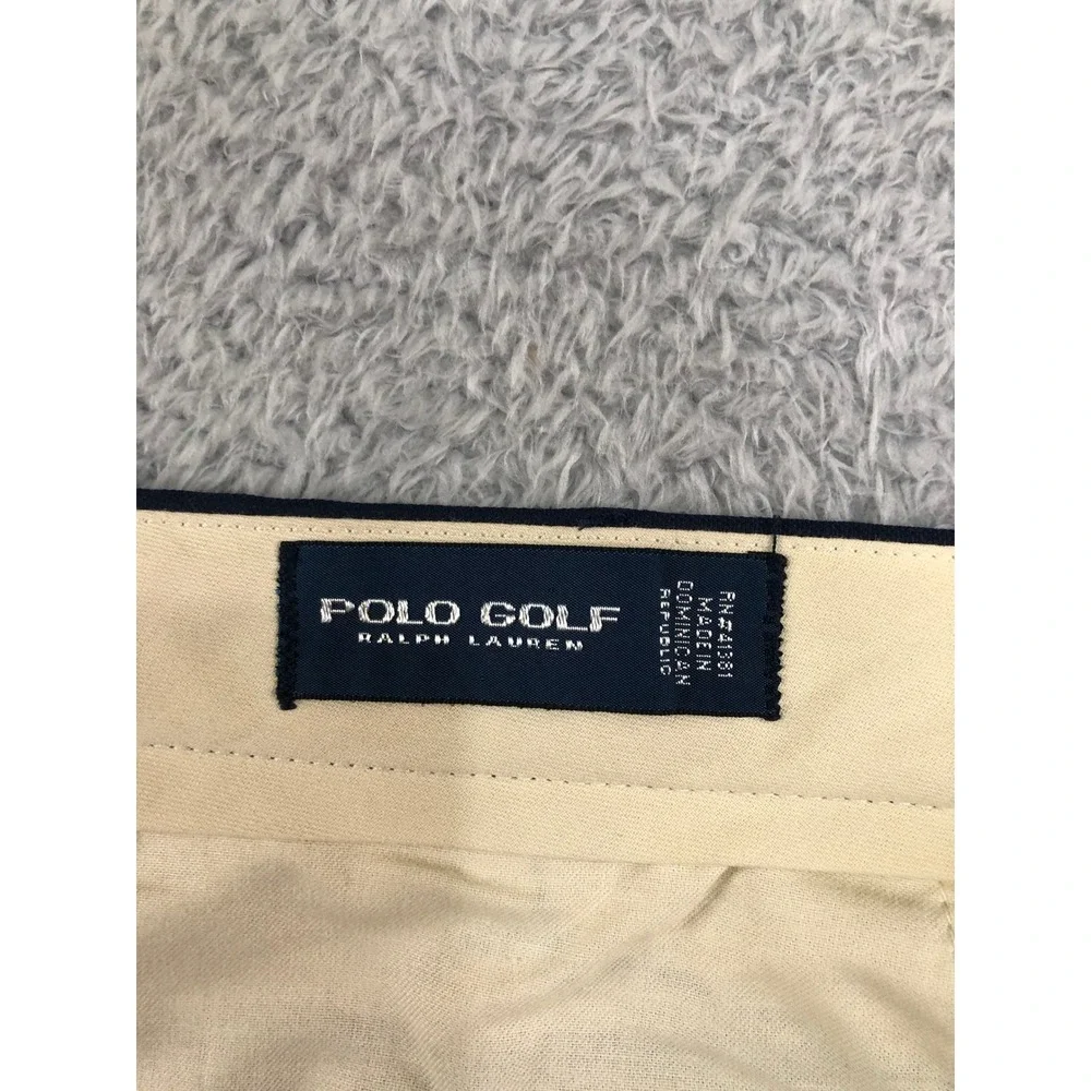 VTG Polo Golf Pants Men 36x30 Navy Blue Pleated Cuffed Chino Trousers